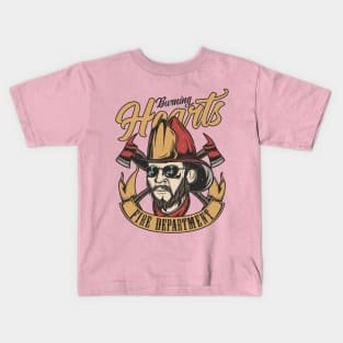 Burning Hearts Fire Department Kids T-Shirt